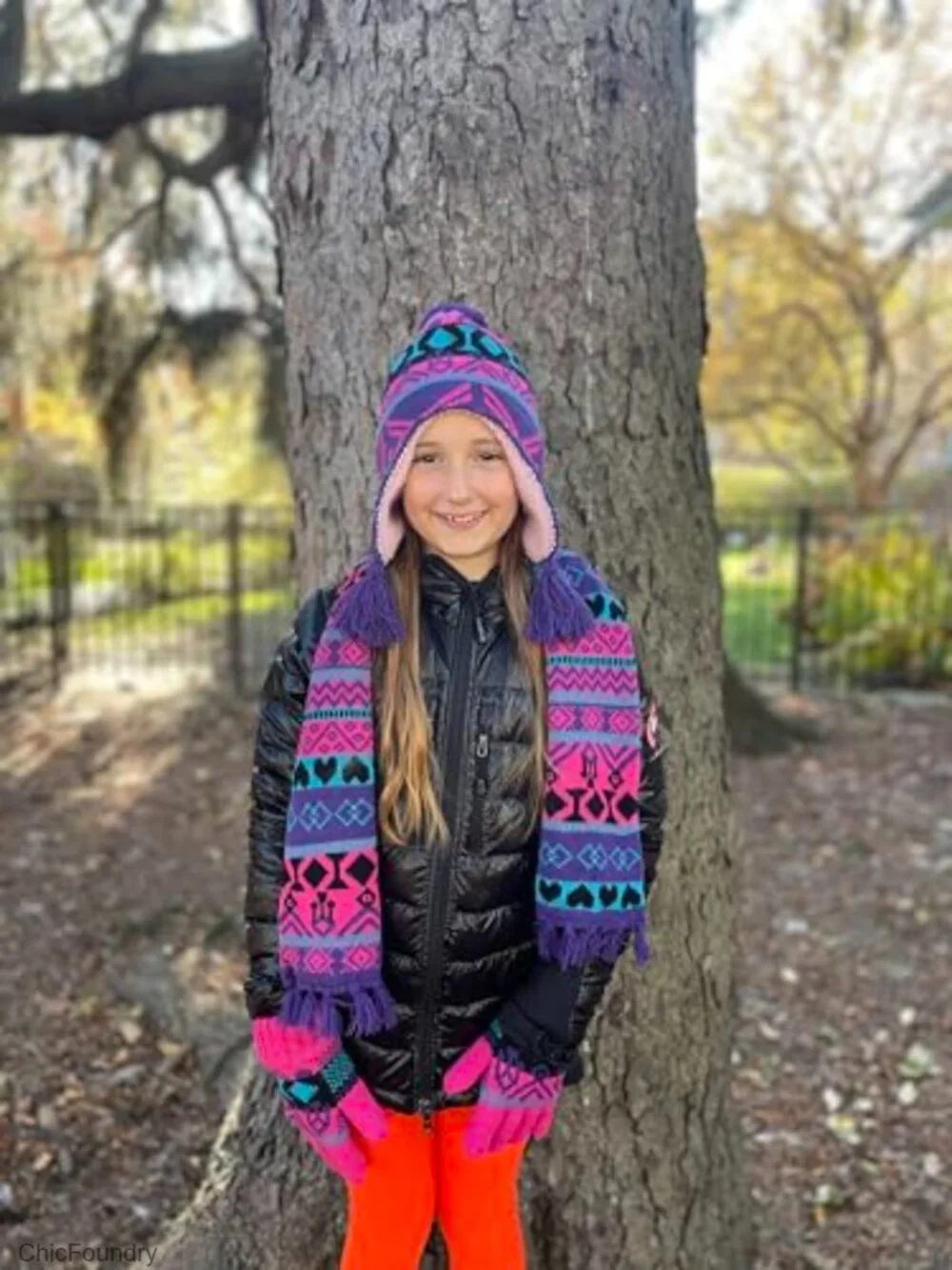 Kids 3-Piece Winter Knit Set Sherpa Lined Hat Glove Scarf